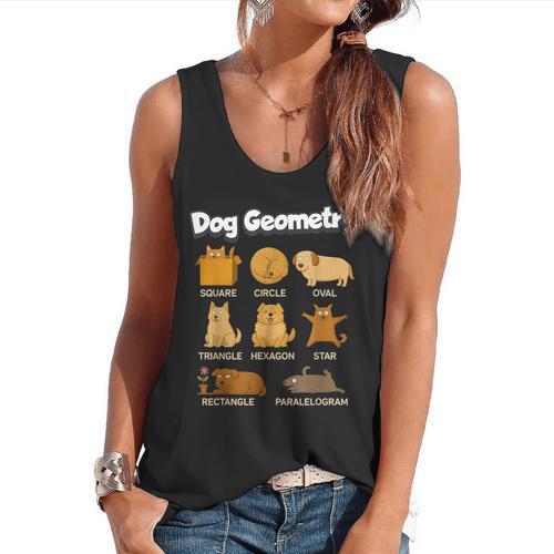 Dog Geometry Math Teacher Back To School STEM Humor Flowy Tank - teacherstshirts.com CA