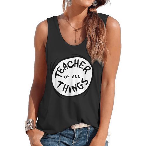 Dr Seuss Teacher Of All Things Red Emblem Flowy Tank - teacherstshirts.com