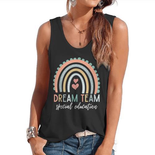 Dream Team Special Education Teacher ED SPED Squad Rainbow Flowy Tank - teacherstshirts.com AU