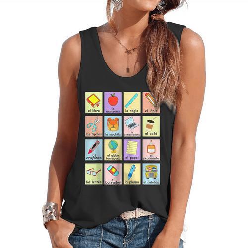 Dual Language Crew Bilingual Spanish Teacher Back To School For Men Women Flowy Tank - teacherstshirts.com