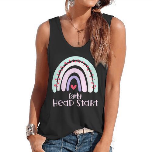 Early Headstart Cute Retro Rainbow Teachers Flowy Tank - teacherstshirts.com