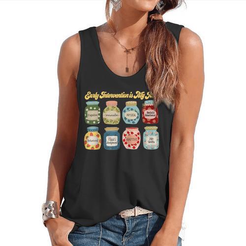 Early Intervention Is My Jam Early Intervention Teacher Flowy Tank - teacherstshirts.com UK