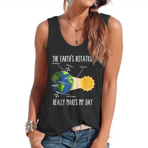 Earth Rotation Earth Day Science Teacher Kids Women Flowy Tank - teacherstshirts.com UK