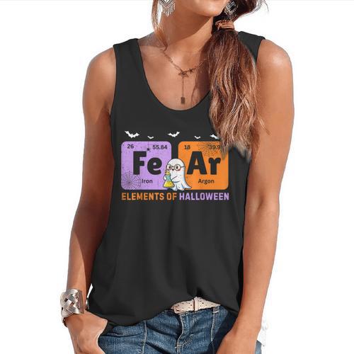 Elements Of Halloween Fear Periodically Chemistry Teacher Flowy Tank - teacherstshirts.com AU