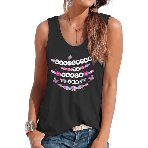 Enchanted To Teach You Bracelet Teacher Back To School Flowy Tank - teacherstshirts.com DE