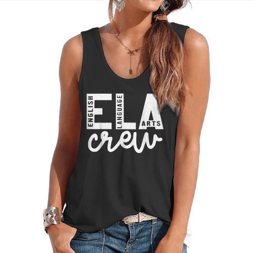 English Language Art Teacher Crew ELA Squad English Teacher Flowy Tank - teacherstshirts.com UK