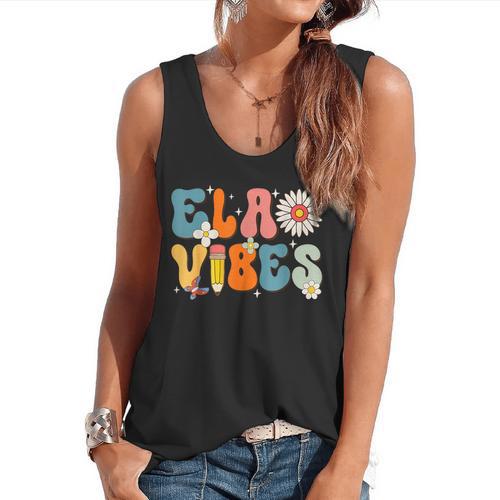 English Teacher Ela Vibes Teacher Kids First Day Of School Flowy Tank - teacherstshirts.com AU