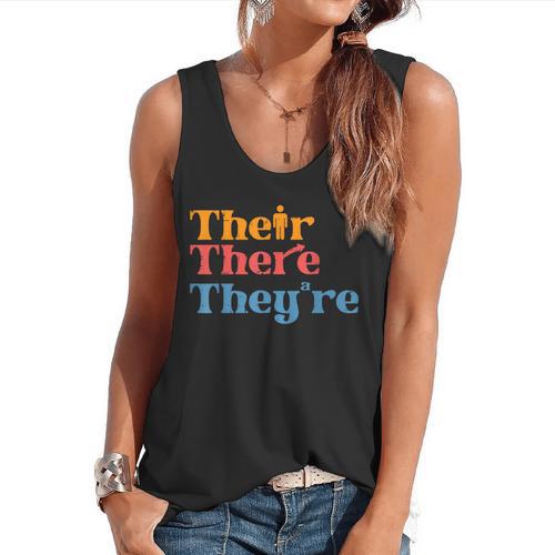English Teacher Their There Theyre Grammar Men Women Flowy Tank - teacherstshirts.com DE