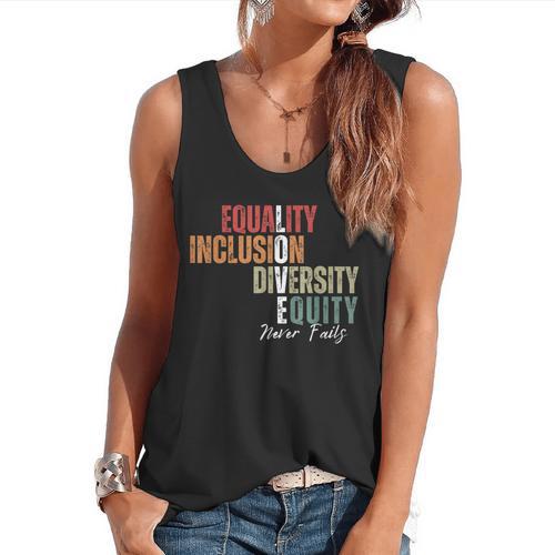 Equality Inclusion Diversity Equity Love Never Fails Teacher Flowy Tank - teacherstshirts.com AU