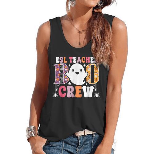 ESL Teacher Boo Crew Halloween Costume Flowy Tank - teacherstshirts.com