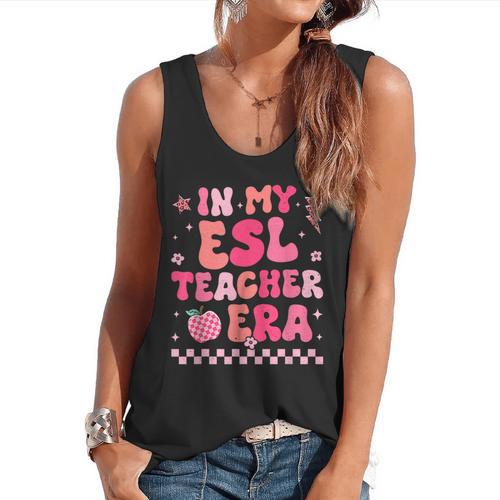 In My Esl Teacher Era Back To School ESL Teacher Groovy Flowy Tank - teacherstshirts.com AU