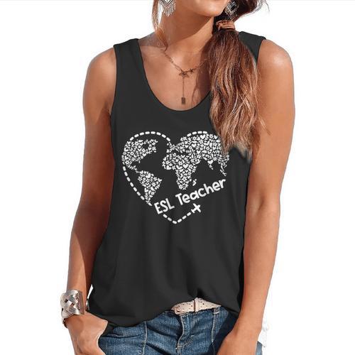 ESL Teacher ESOL Student Cute Heart Shape English Teacher Flowy Tank - teacherstshirts.com DE
