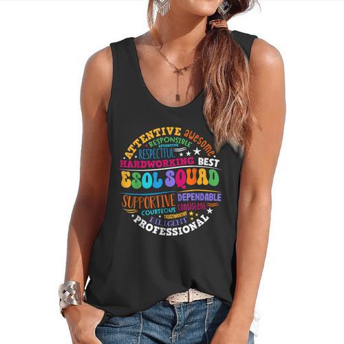 ESOL Squad Teachers And Students Team Back To School Flowy Tank - teacherstshirts.com