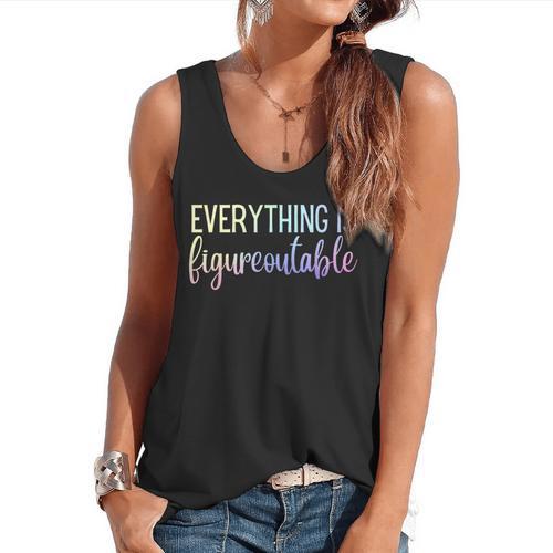 Everything Is Figureoutable Teacher Motivational - -Adults Small Short Sleeve Crew Collar Modern Fun Vacation Cotton Polyester Machine Wash Flowy Tank - teacherstshirts.com AU
