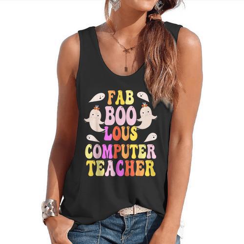 Faboolous COMPUTER TEACHER Costume This Is My Spooky Mom Dad Flowy Tank - teacherstshirts.com