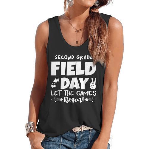 Field Day Second 2nd Grade Orange 2025 Boy Girl Teacher Flowy Tank - teacherstshirts.com