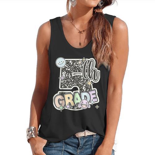 First Day Of Fifth Grade Composition Notebook Teacher Flowy Tank - teacherstshirts.com