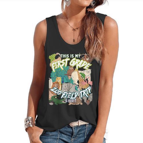 First Grade Zoo Field Trip Matching Student Teacher Class Flowy Tank - teacherstshirts.com AU