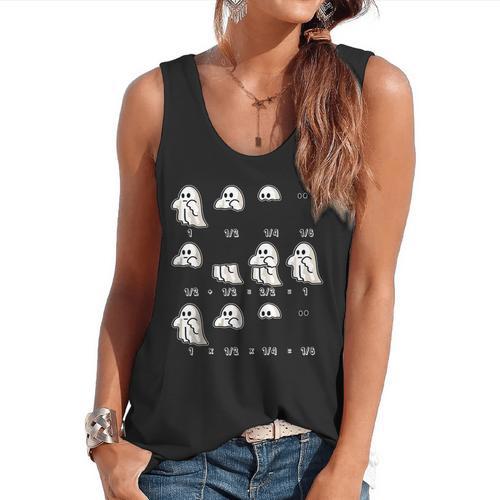 Fractions Math Teacher Ghost Math Halloween Humorous Flowy Tank - teacherstshirts.com