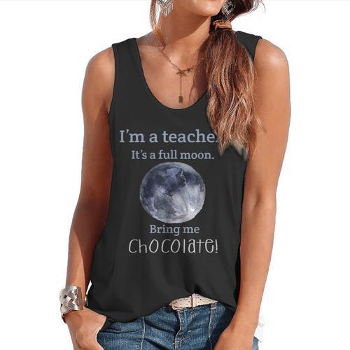 Full Moon Teacher Humor For Men Women Girls Kids Flowy Tank - teacherstshirts.com DE