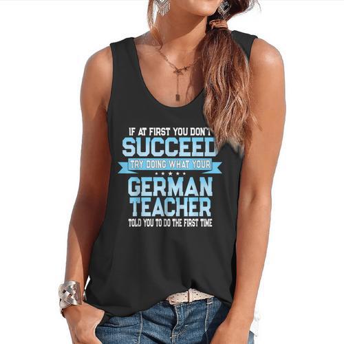 Fun German Teacher Appreciation Language Class Saying Flowy Tank - teacherstshirts.com UK