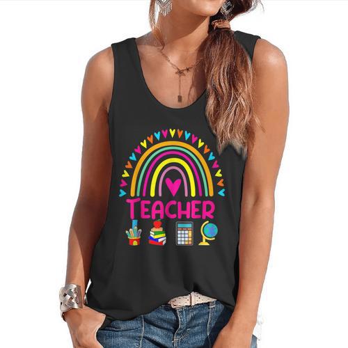 Future Kids Career Teacher Rainbow Boy Girl Graduations Flowy Tank - teacherstshirts.com DE