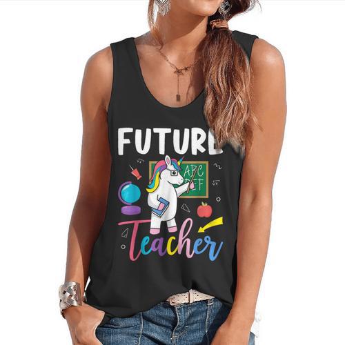 Future Teacher School Teacher Female Flowy Tank - teacherstshirts.com