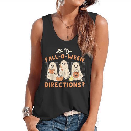 Ghost Are You Fall-O-Ween Directions Teacher Halloween Flowy Tank - teacherstshirts.com UK