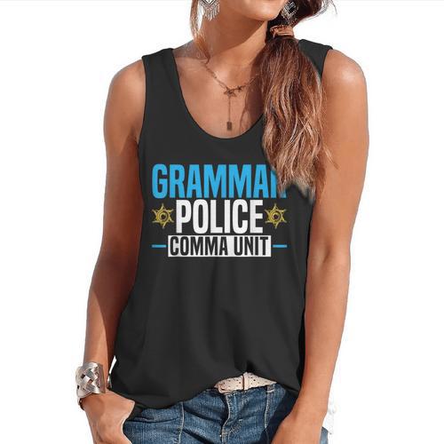 Grammar Police Comma Unit English Teacher Grammar Teacher For Men Women Flowy Tank - teacherstshirts.com AU