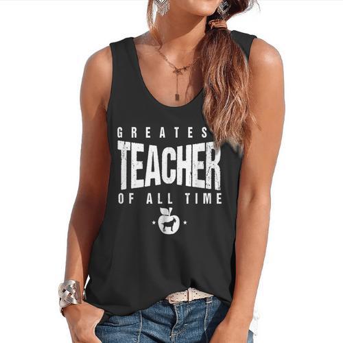 Greatest Teacher Of All Time Teachers Day 1 Teacher Goat Flowy Tank - teacherstshirts.com