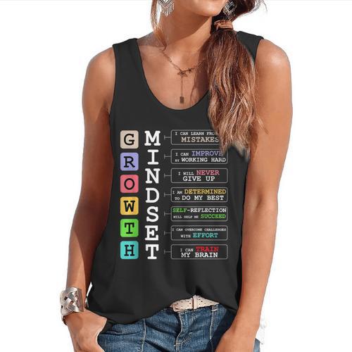 Growth Mindset Shirt Positive School Classroom Teacher Flowy Tank - teacherstshirts.com UK