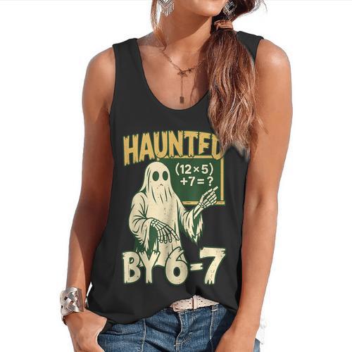 Halloween Costume Haunted By 67 Ghost Math Teacher Professor Flowy Tank - teacherstshirts.com DE