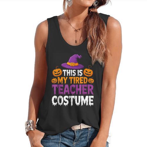 Halloween Costumes For Teachers Tired Teacher Costume Tee Flowy Tank - teacherstshirts.com UK