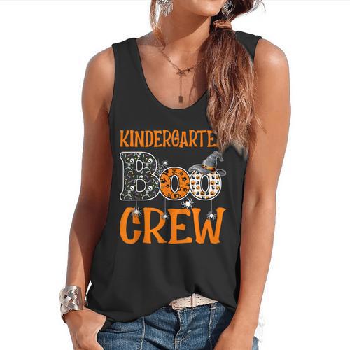 Halloween Kindergarten Boo Crew Kinder Teacher Student Flowy Tank - teacherstshirts.com AU