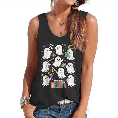 Halloween Math Teacher Ghost Math Teacher Spooky Halloween Flowy Tank - teacherstshirts.com UK