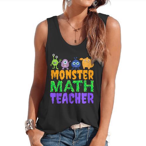 Halloween Monster Math Teacher Men Women Flowy Tank - teacherstshirts.com