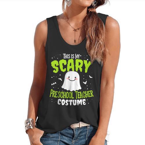 Halloween This Is My Scary Preschool Teacher Custome For Men Women Kids Flowy Tank - teacherstshirts.com AU