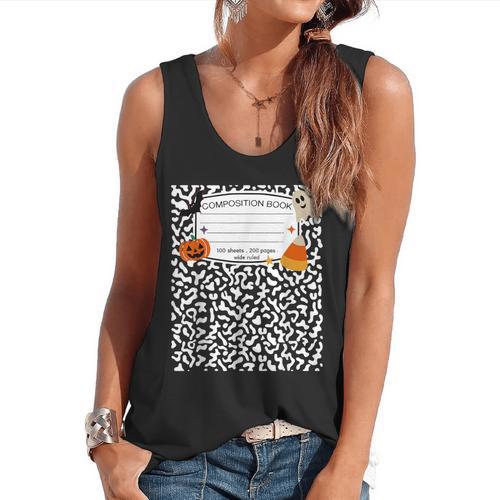Halloween Teacher Composition Book Notebook Matching Group Flowy Tank - teacherstshirts.com