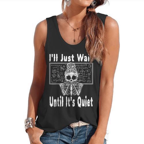 Halloween Teacher Math I'Ll Just Wait Until It's Quiet Flowy Tank - teacherstshirts.com DE
