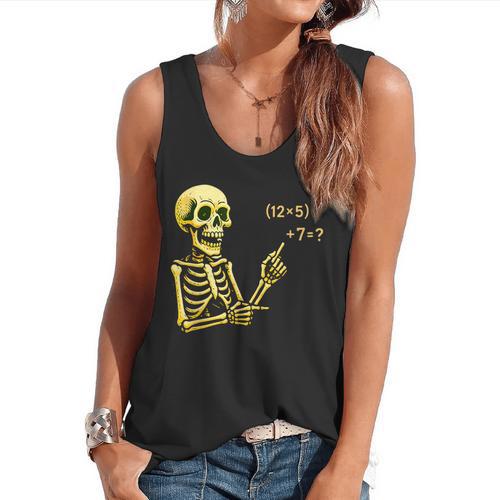 Halloween Teacher Six Seven 6 7 Skeleton Spooky Costume Flowy Tank - teacherstshirts.com AU