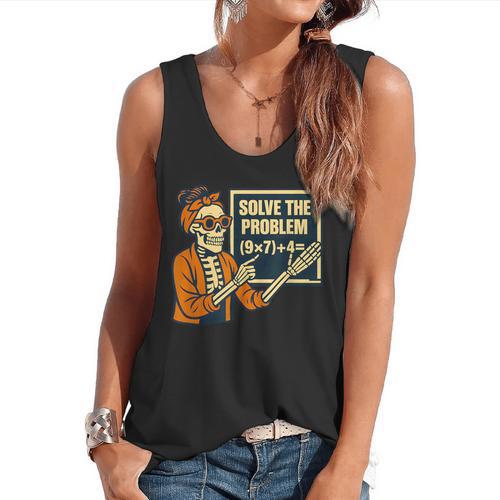 Halloween Teacher Six Seven Meme 6 7 Skeleton Spooky Costume Flowy Tank - teacherstshirts.com AU