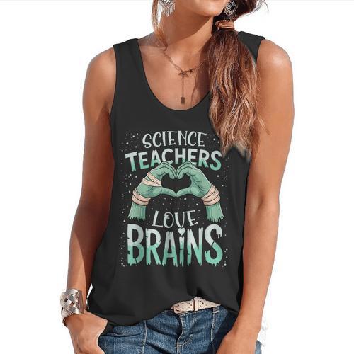 Halloween Teacher Tshirts Science Teachers Love Brains Flowy Tank - teacherstshirts.com AU