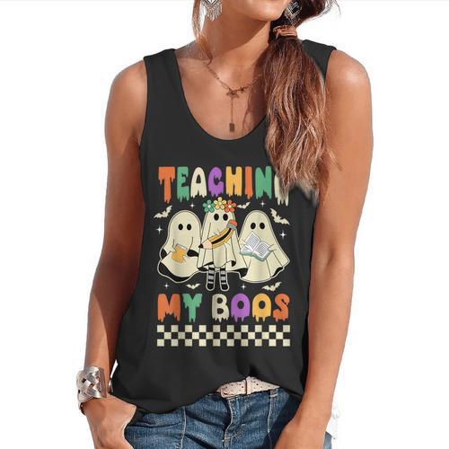 Halloween Teaching My Boos Cute Ghost Teacher Life Costume Flowy Tank - teacherstshirts.com AU