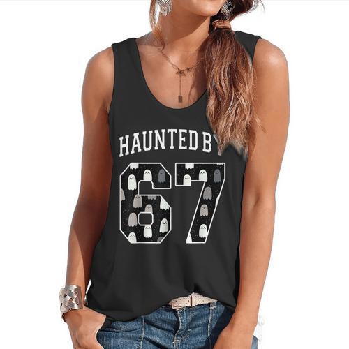Haunted By 6 7 67 Six Seven Halloween Teacher Mom Flowy Tank - teacherstshirts.com AU