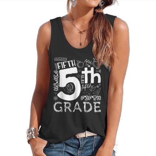 Hello 5th Grade Here I Come Teacher Fifth Grade Boys Girls Flowy Tank - teacherstshirts.com AU