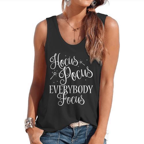 Hocus Pocus Everybody Focus Teacher Halloween Shirt Flowy Tank - teacherstshirts.com CA
