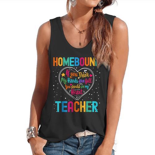Homebound Teacher Appreciation Week Back To School Heart Flowy Tank - teacherstshirts.com