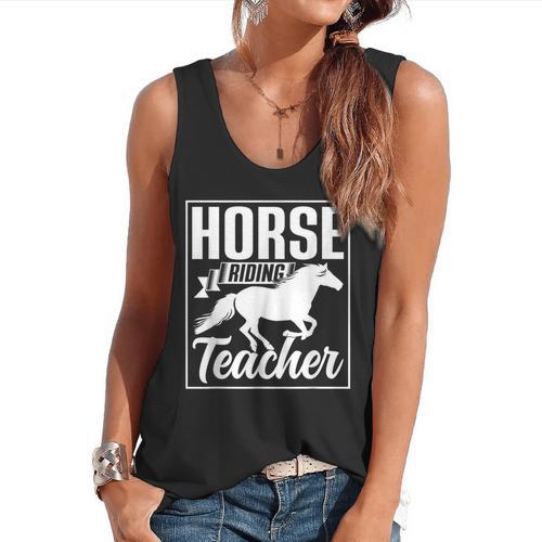 Horse Riding Teacher Rider Lover Equestrian Men Women Kids Flowy Tank - teacherstshirts.com