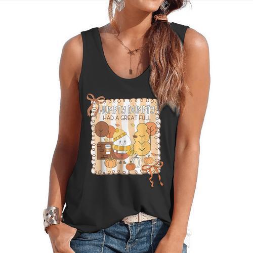 Humpty Dumpty Had A Great Fall Teacher Thanksgiving Autumn Flowy Tank - teacherstshirts.com AU