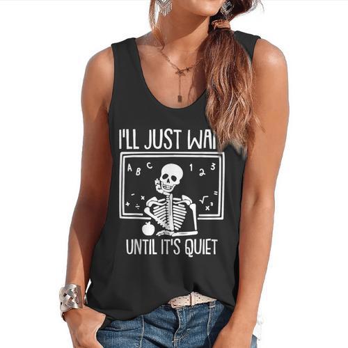 Ill Just Wait Until Its Quiet Teacher Lazy Halloween Costume Flowy Tank - teacherstshirts.com